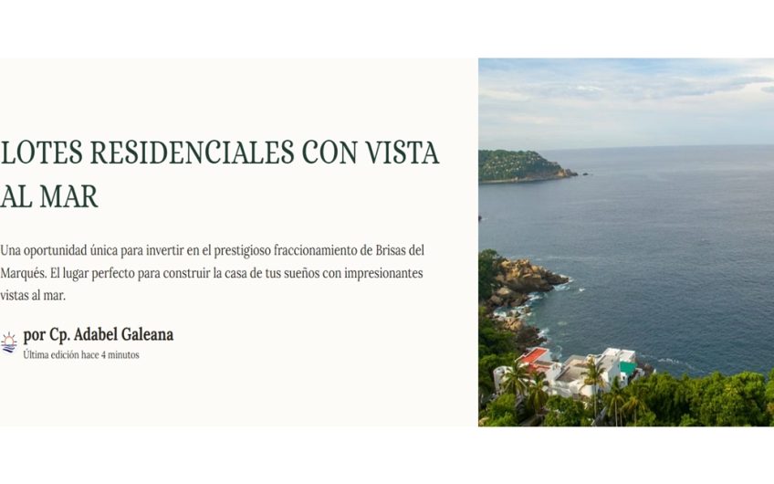 TERRENOS RESIDENCIALES CON VISTA AL MAR