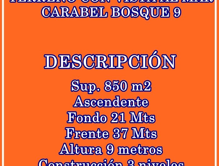 TERRENO CON VISTA AL MAR CARABELA 9